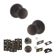Atlantic Old English Ripon Door Knob Pack (Bathroom Set - 4" Deadbolt, 3" Fire Rated Hinges x3)