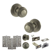 Atlantic Old English Ripon Door Knob Pack (Bathroom Set - 4" Deadbolt, 4" Fire Rated Hinges x3)