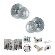 Atlantic Old English Ripon Door Knob Pack (Bathroom Set - 4" Deadbolt, 4" Fire Rated Hinges x3)