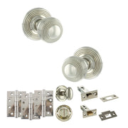 Atlantic Old English Ripon Door Knob Pack (Bathroom Set - 4" Deadbolt, 4" Fire Rated Hinges x3)