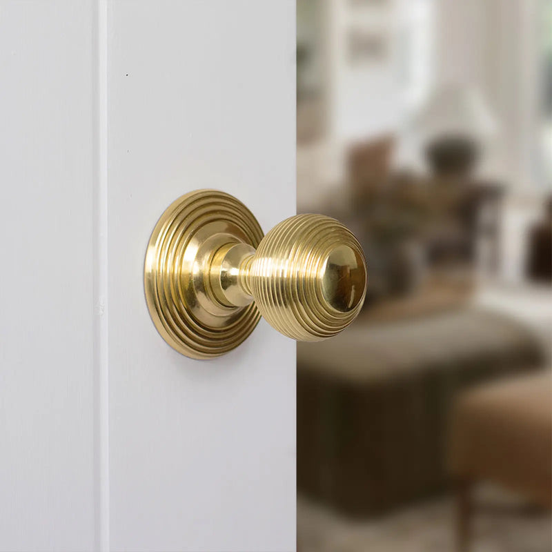 Atlantic Old English Ripon Door Knob Pack (Bathroom Set - 4" Deadbolt, 4" Fire Rated Hinges x3)