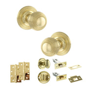 Atlantic Old English Ripon Door Knob Pack (Bathroom Set - 4" Deadbolt, 4" Slim Knuckle Hinges x2)
