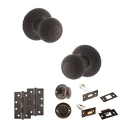 Atlantic Old English Ripon Door Knob Pack (Bathroom Set - 4" Deadbolt, 4" Slim Knuckle Hinges x2)