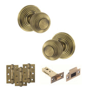 Atlantic Old English Ripon Door Knob Pack (Latch Set - 3" HD Latch, 3" Fire Rated Hinges x3)