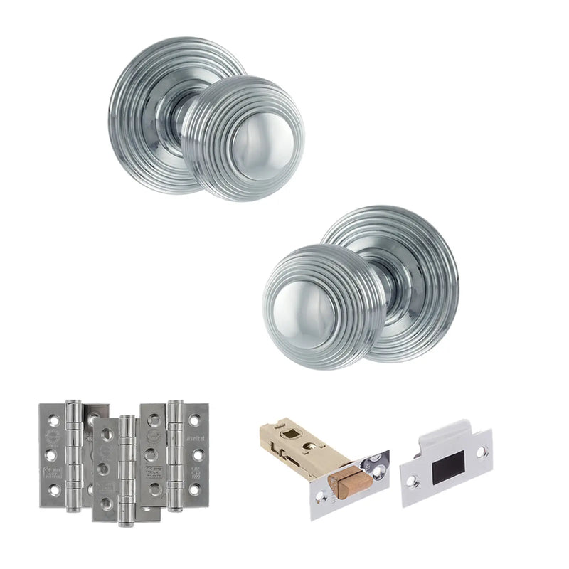Atlantic Old English Ripon Door Knob Pack (Latch Set - 3" HD Latch, 3" Fire Rated Hinges x3)