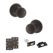 Atlantic Old English Ripon Door Knob Pack (Latch Set - 3" HD Latch, 4" Slim Knuckle Hinges x2)