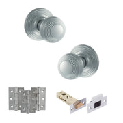 Atlantic Old English Ripon Door Knob Pack (Latch Set - 4" HD Latch, 3" Fire Rated Hinges x3)
