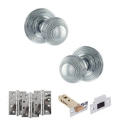 Atlantic Old English Ripon Door Knob Pack (Latch Set - 4" HD Latch, 4" Fire Rated Hinges x3)