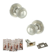 Atlantic Old English Ripon Door Knob Pack (Latch Set - 4" HD Latch, 4" Fire Rated Hinges x3)