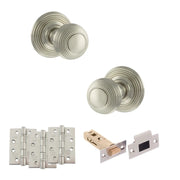Atlantic Old English Ripon Door Knob Pack (Latch Set - 4" HD Latch, 4" Fire Rated Hinges x3)