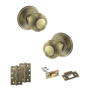 Atlantic Old English Ripon Door Knob Pack (Latch Set - 4" HD Latch, 4" Slim Knuckle Hinges x2)