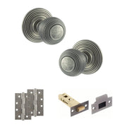 Atlantic Old English Ripon Door Knob Pack (Latch Set - 4" HD Latch, 4" Slim Knuckle Hinges x2)