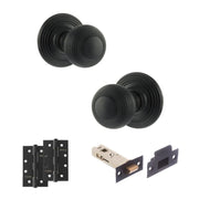 Atlantic Old English Ripon Door Knob Pack (Latch Set - 4" HD Latch, 4" Slim Knuckle Hinges x2)