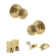 Atlantic Old English Ripon Door Knob Pack (Latch Set - 4" HD Latch, 4" Slim Knuckle Hinges x2)