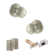 Atlantic Old English Ripon Door Knob Pack (Latch Set - 4" HD Latch, 4" Slim Knuckle Hinges x2)