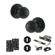 Atlantic Old English Ripon Door Knob Pack (Lock Set - 3" Latch & Deadlock, 4" Slim Knuckle Hinges x2)