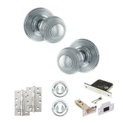Atlantic Old English Ripon Door Knob Pack (Lock Set - 3" Latch & Deadlock, 4" Slim Knuckle Hinges x2)
