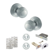 Atlantic Old English Ripon Door Knob Pack (Lock Set - 3" Latch & Deadlock, 4" Slim Knuckle Hinges x2)