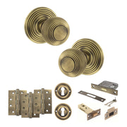 Atlantic Old English Ripon Door Knob Pack (Lock Set - 3" Latch & Deadlock, 4" Fire Rated Hinges x3)