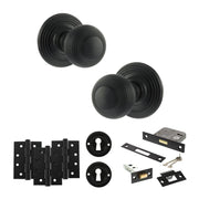 Atlantic Old English Ripon Door Knob Pack (Lock Set - 3" Latch & Deadlock, 4" Fire Rated Hinges x3)