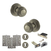 Atlantic Old English Ripon Door Knob Pack (Lock Set - 3" Latch & Deadlock, 4" Fire Rated Hinges x3)