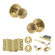 Atlantic Old English Ripon Door Knob Pack (Lock Set - 3" Latch & Deadlock, 4" Fire Rated Hinges x3)