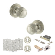 Atlantic Old English Ripon Door Knob Pack (Lock Set - 3" Latch & Deadlock, 4" Fire Rated Hinges x3)