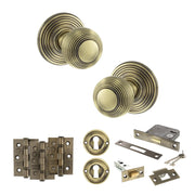 Atlantic Old English Ripon Door Knob Pack (Lock Set - 3" Latch & Deadlock, 3" Fire Rated Hinges x3)