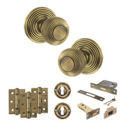Atlantic Old English Ripon Door Knob Pack (Lock Set - 3" Latch & Deadlock, 3" Fire Rated Hinges x3)