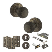 Atlantic Old English Ripon Door Knob Pack (Lock Set - 3" Latch & Deadlock, 3" Fire Rated Hinges x3)