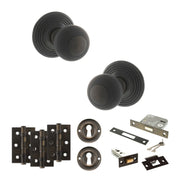 Atlantic Old English Ripon Door Knob Pack (Lock Set - 3" Latch & Deadlock, 3" Fire Rated Hinges x3)