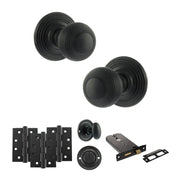 Atlantic Old English Ripon Door Knob Pack (Lock Set - Horizontal Bathlock, 4" Fire Rated Hinges x3)