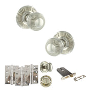 Atlantic Old English Ripon Door Knob Pack (Lock Set - Horizontal Bathlock, 4" Fire Rated Hinges x3)