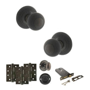 Atlantic Old English Ripon Door Knob Pack (Lock Set - Horizontal Bathlock, 4" Fire Rated Hinges x3)