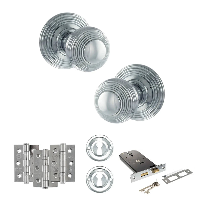 Atlantic Old English Ripon Door Knob Pack (Lock Set - Horizontal Sashlock, 3" Fire Rated Hinges x3)