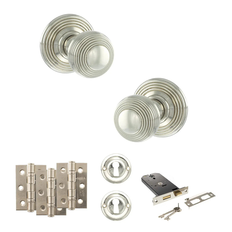 Atlantic Old English Ripon Door Knob Pack (Lock Set - Horizontal Sashlock, 3" Fire Rated Hinges x3)