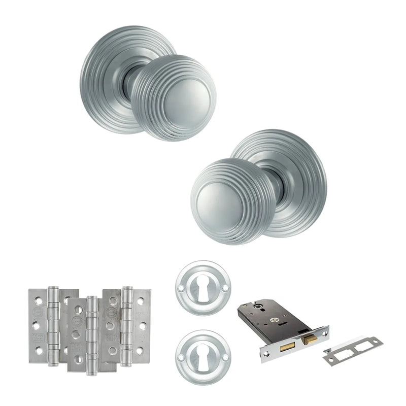 Atlantic Old English Ripon Door Knob Pack (Lock Set - Horizontal Sashlock, 3" Fire Rated Hinges x3)