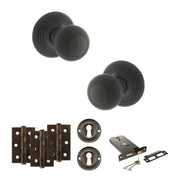 Atlantic Old English Ripon Door Knob Pack (Lock Set - Horizontal Sashlock, 3" Fire Rated Hinges x3)