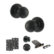 Atlantic Old English Ripon Door Knob Pack (Lock Set - Horizontal Bathlock, 4" Slim Knuckle Hinges x2)