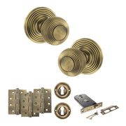 Atlantic Old English Ripon Door Knob Pack (Lock Set - Horizontal Sashlock, 4" Fire Rated Hinges x3)