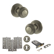 Atlantic Old English Ripon Door Knob Pack (Lock Set - Horizontal Sashlock, 4" Fire Rated Hinges x3)