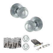 Atlantic Old English Ripon Door Knob Pack (Lock Set - Horizontal Sashlock, 4" Fire Rated Hinges x3)