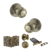 Atlantic Old English Ripon Door Knob Pack (Lock Set - Horizontal Bathlock, 3" Fire Rated Hinges x3)