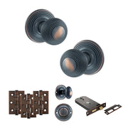 Atlantic Old English Ripon Door Knob Pack (Lock Set - Horizontal Bathlock, 3" Fire Rated Hinges x3)