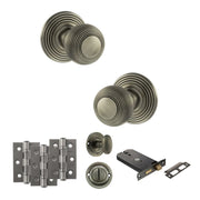 Atlantic Old English Ripon Door Knob Pack (Lock Set - Horizontal Bathlock, 3" Fire Rated Hinges x3)