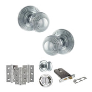 Atlantic Old English Ripon Door Knob Pack (Lock Set - Horizontal Bathlock, 3" Fire Rated Hinges x3)