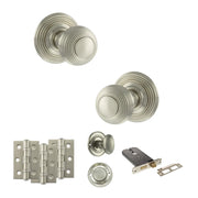Atlantic Old English Ripon Door Knob Pack (Lock Set - Horizontal Bathlock, 3" Fire Rated Hinges x3)