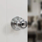 Atlantic Old English Ripon Solid Brass Reeded Mortice Knob on Concealed Fix Rose