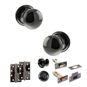Atlantic Old English Harrogate Door Knob Pack (Bathroom Set - 3" Deadbolt, 4" Slim Knuckle Hinges x2)