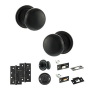 Atlantic Old English Harrogate Door Knob Pack (Bathroom Set - 3" Deadbolt, 4" Slim Knuckle Hinges x2)